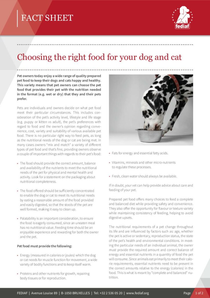 Choosing the right food for your dog and cat cover
