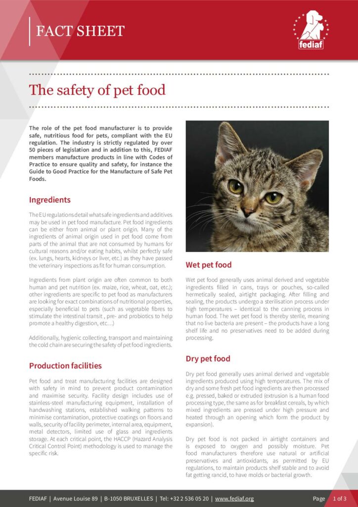 The safety of pet food cover